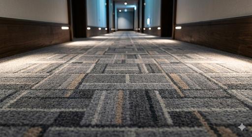 Imagen de alfombra moqueta en un hotel.