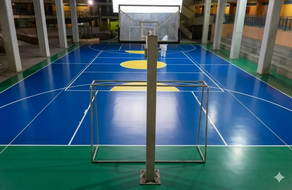 Cancha limpiada por empresa Aseo integral y desinfección